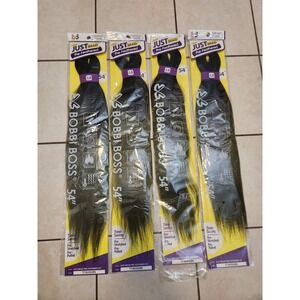 Bobbi Boss Just Braid Pre-Feathered 54" Hair Extensions TT1B/OVGRN 4‎ Pack Lot